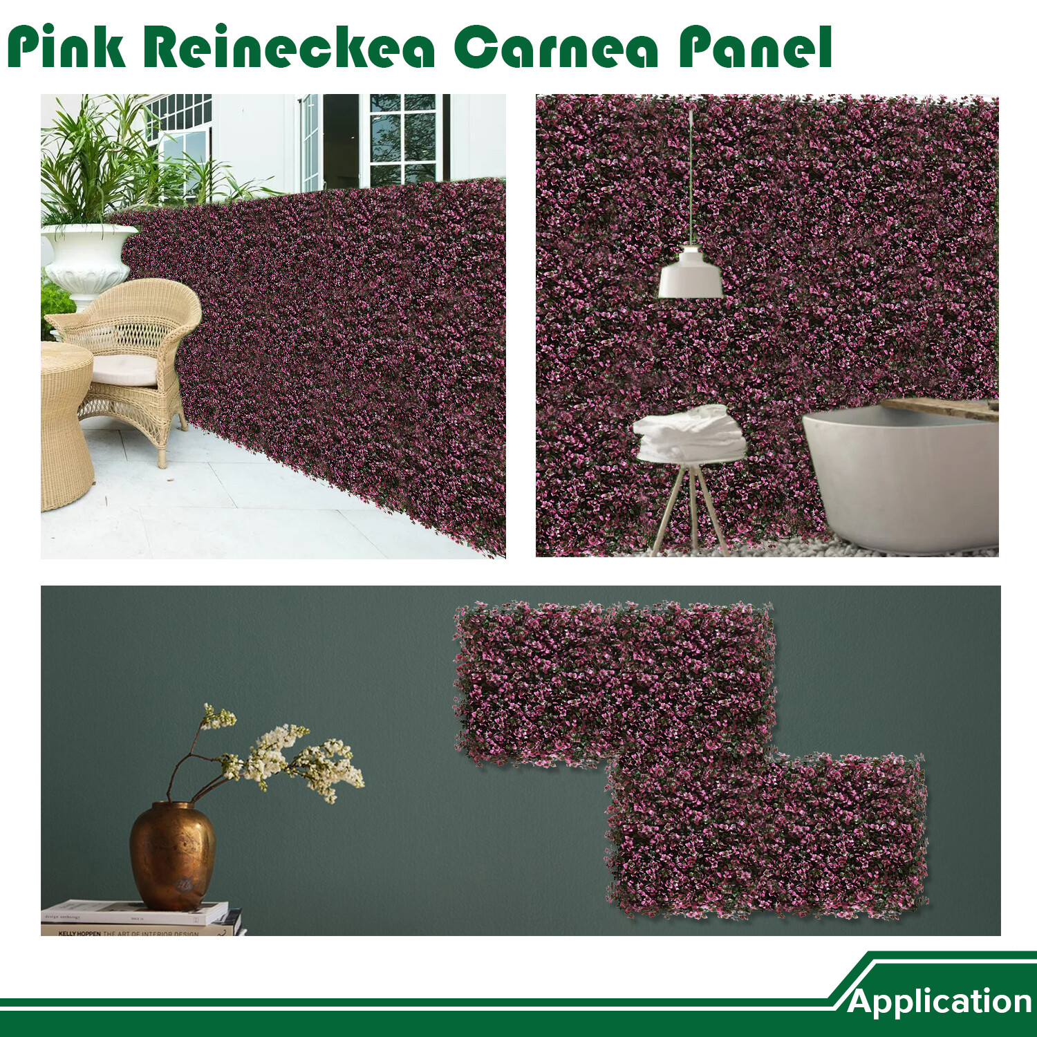 20″ Artificial Pink Reineckia Carnea Mat Wall Hedge Home Garden Festival Decor