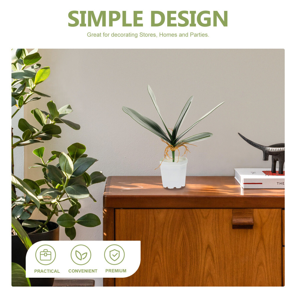 2PCS Artificial Plants Orchid Fake Flowers White Simulation Leaves Home Decor