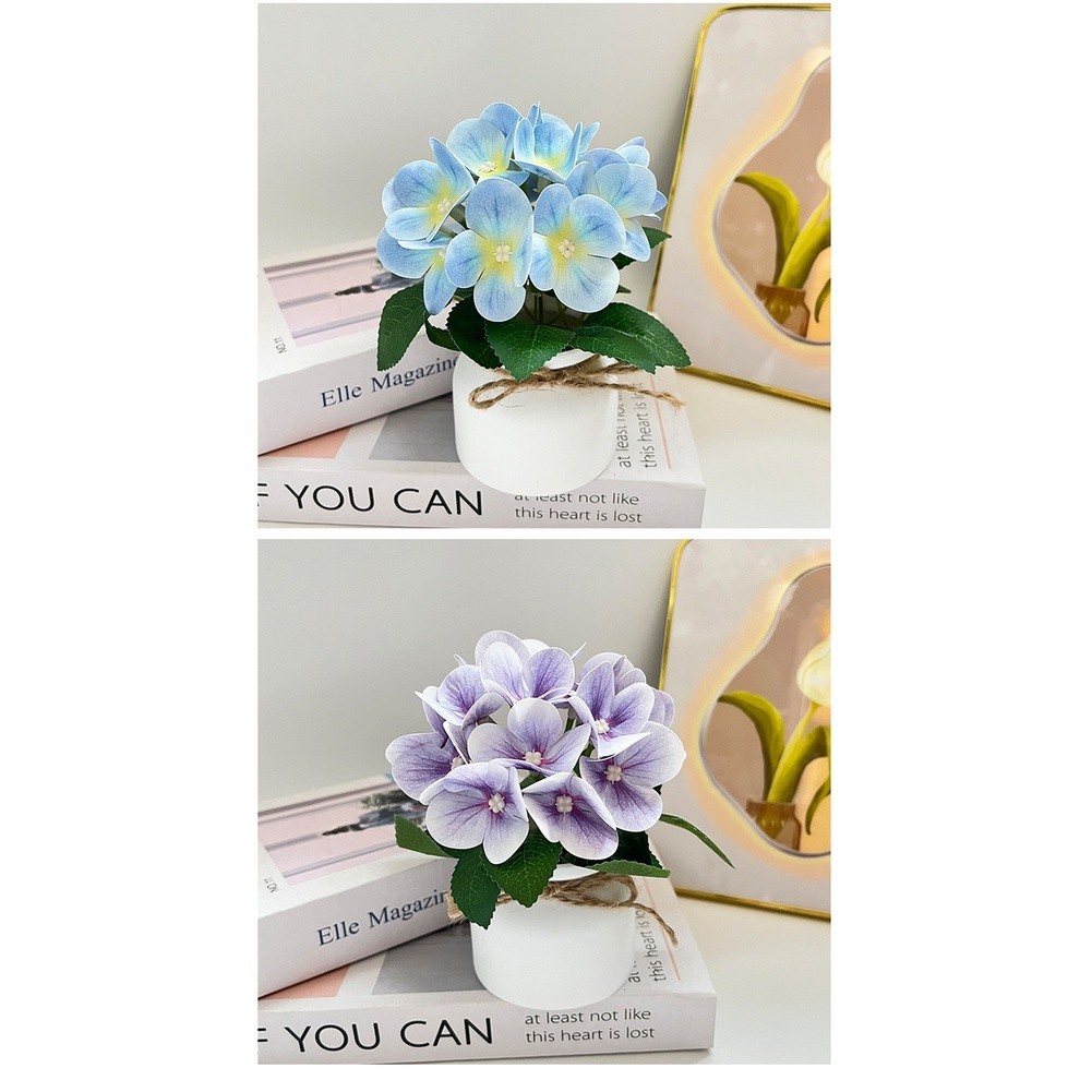 Multi-Color Plastic Hydrangea Flower Yellow Blue Light Pink Dark Pink Purple