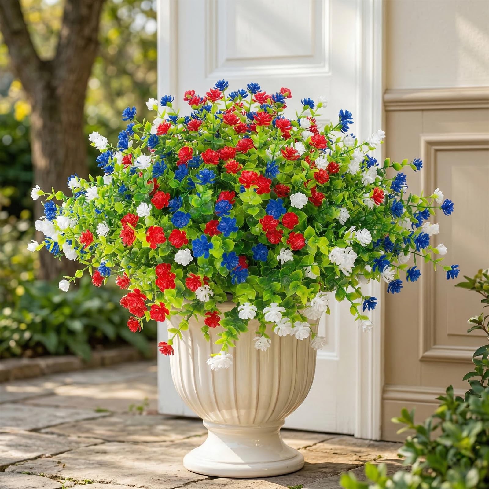 48 Pcs Artificial Flowers Outdoor, Faux Artificial Plants UV Resistant Plasti…