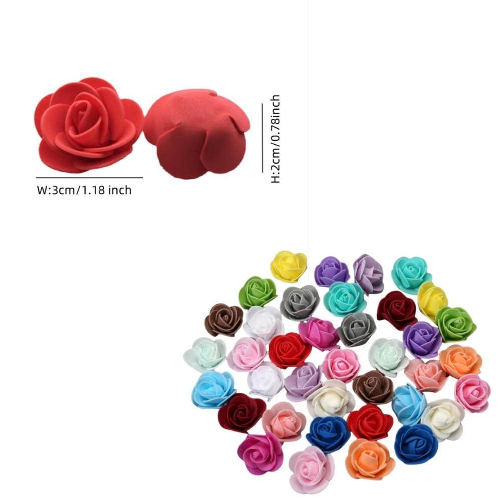 Pink Mini Foam Small Rose Heads Flowers For Crafts 1.3 Inch 120 PCS