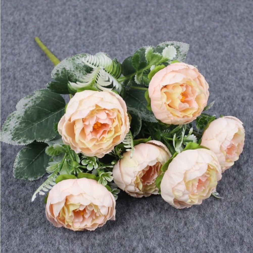 6 Head Silk Peony Bouquet Artificial Flowers for Wedding Home Decor Party