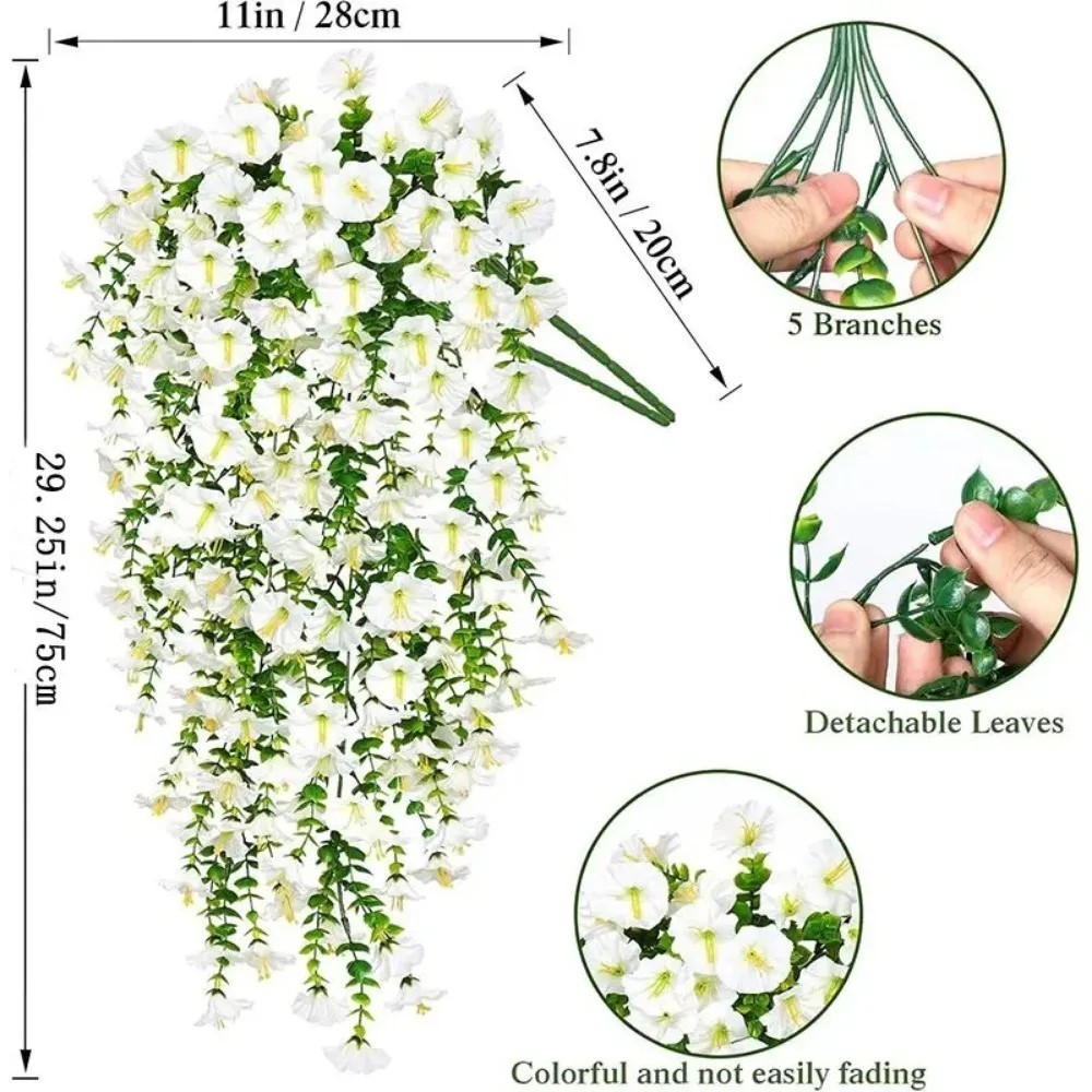 1 pcs Uv-resistant Artificial Morning Glory & Eucalyptus Hanging Decor – Perfect