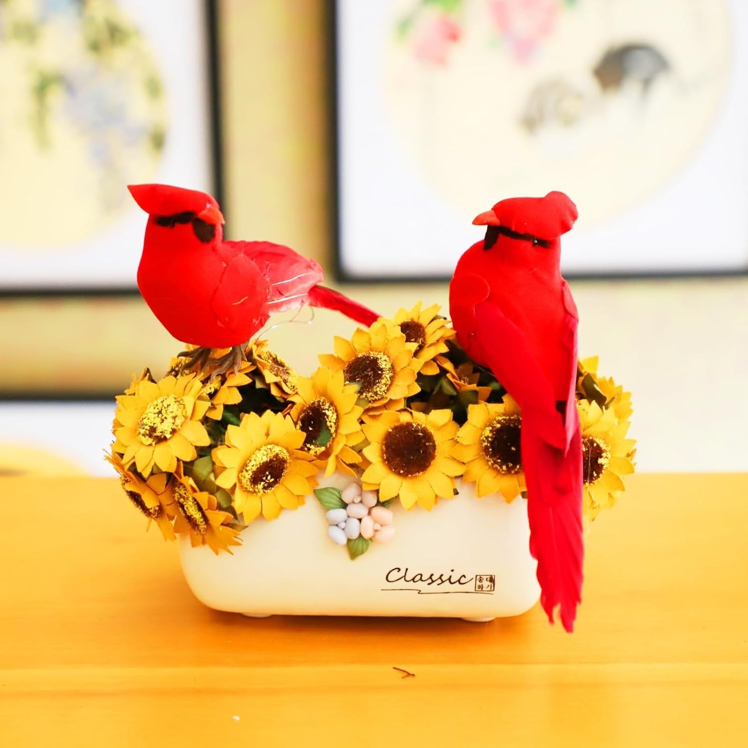 Miniature Red Cardinal Bird Figurine – Ideal for Photo Props & Floral Displays