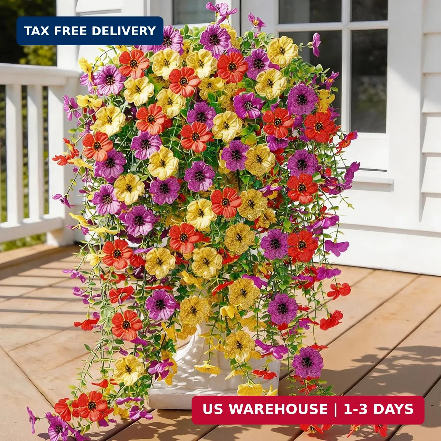AGIRL Artificial Flowers for Outdoors,6 Bundles Faux Silk Flowers with Leaves fo