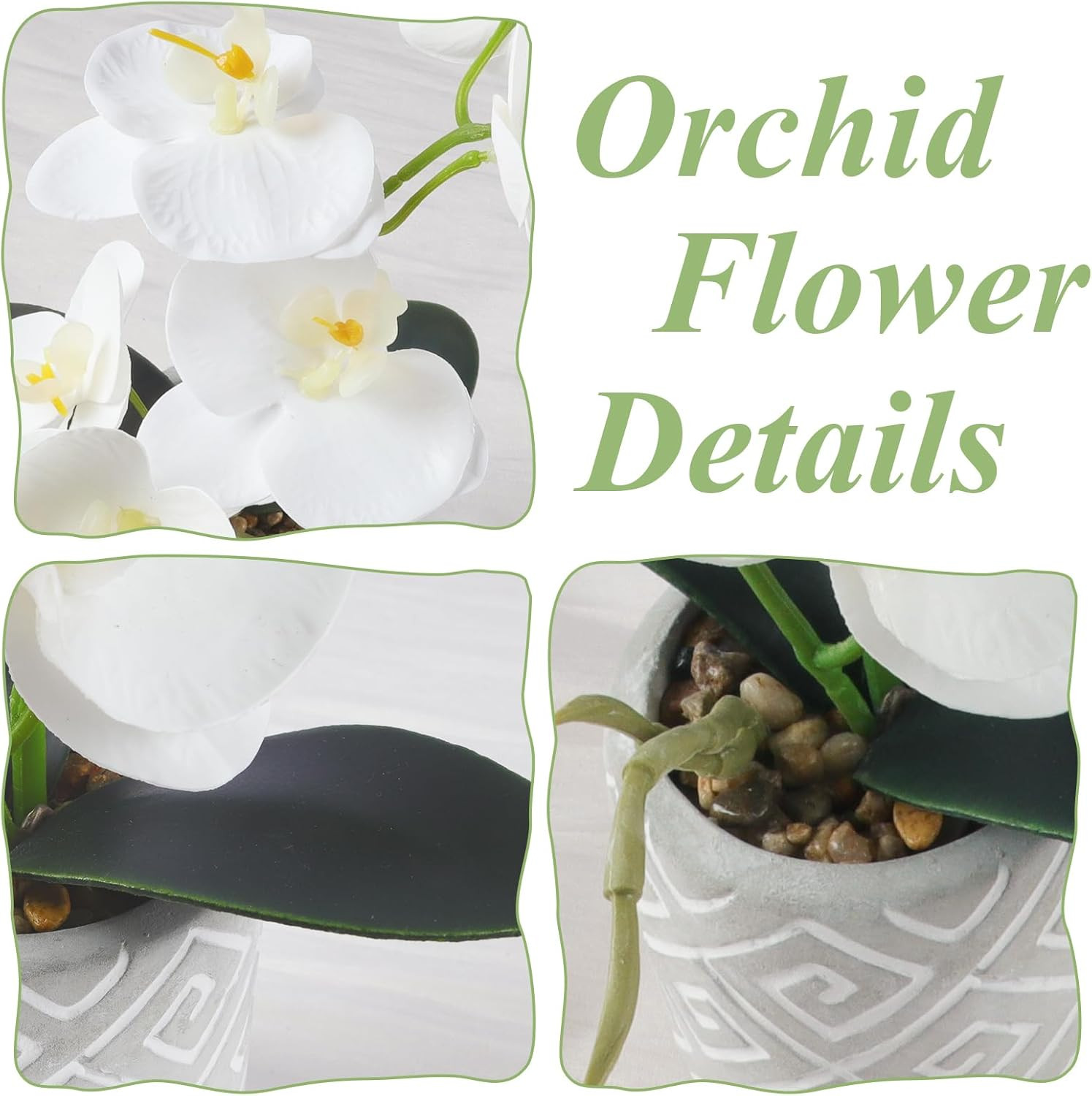 Artificial Orchids Flowers in Pot, Real Touch Faux Orchids Flowers with Vase Sma
