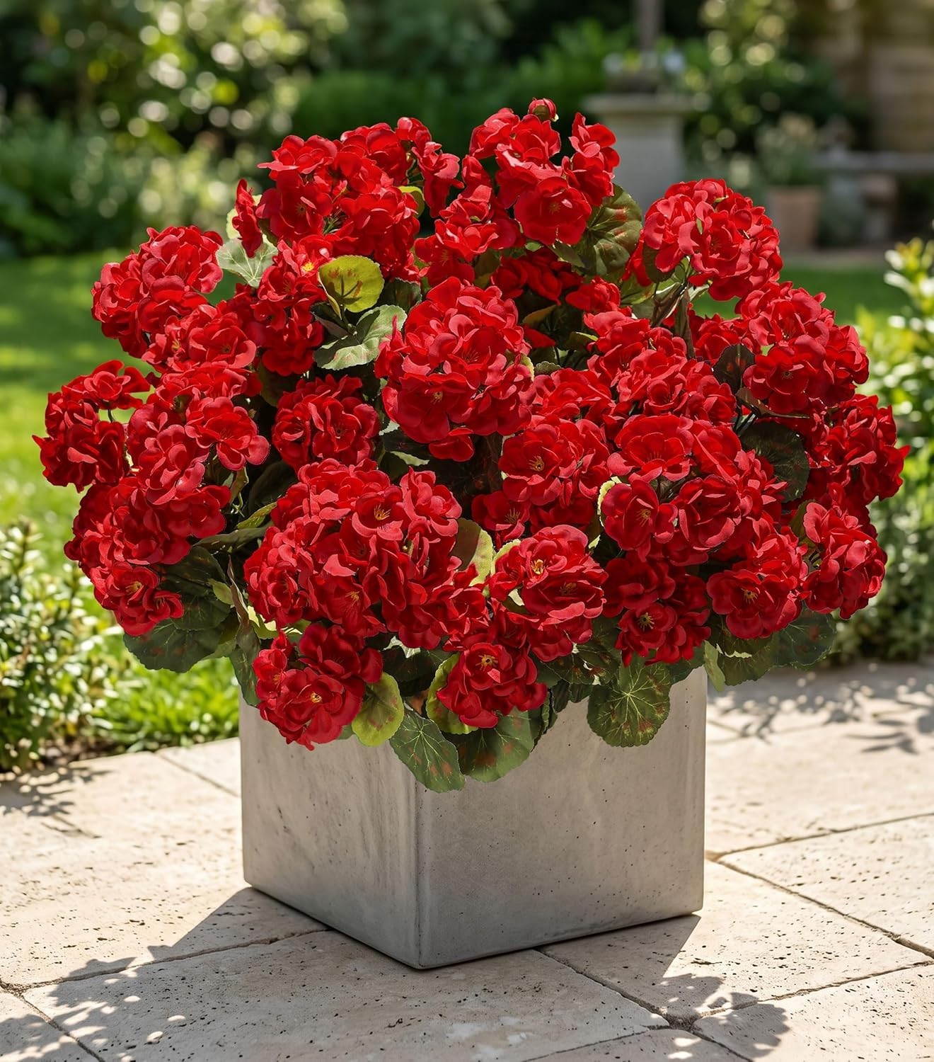 6 Bundles of Beautifully Crafted Silk Geraniums – Ideal for Porches and Gardens