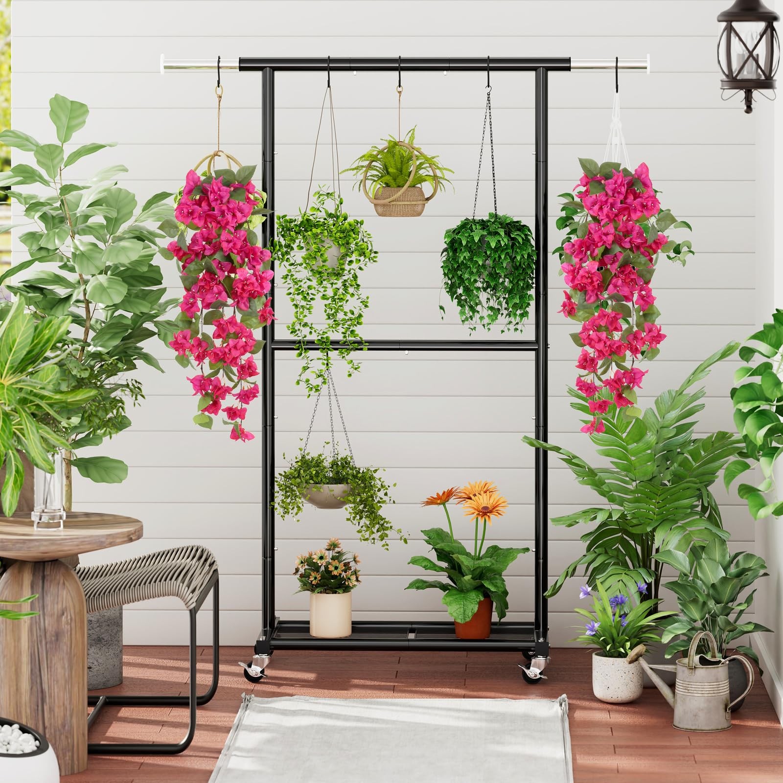 2PCS Bougainvillea Artificial Hanging Flowers 41.3″ Hot Pink Bougainvillea Ar…