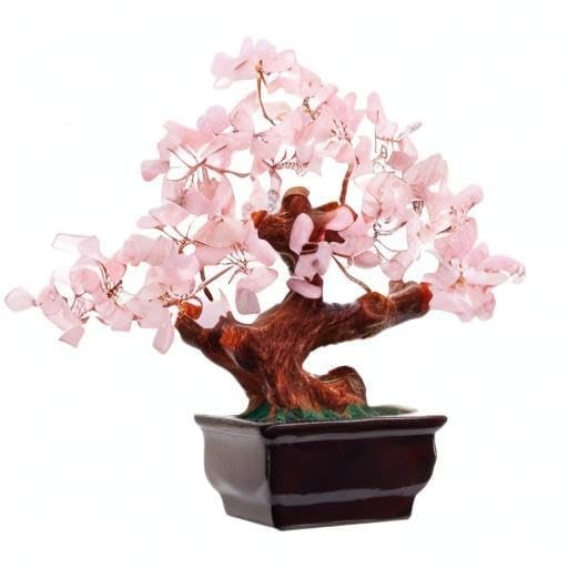 Parma77 Feng Shui Natural Rose Pink Quartz Crystal Money Tree, 7in,