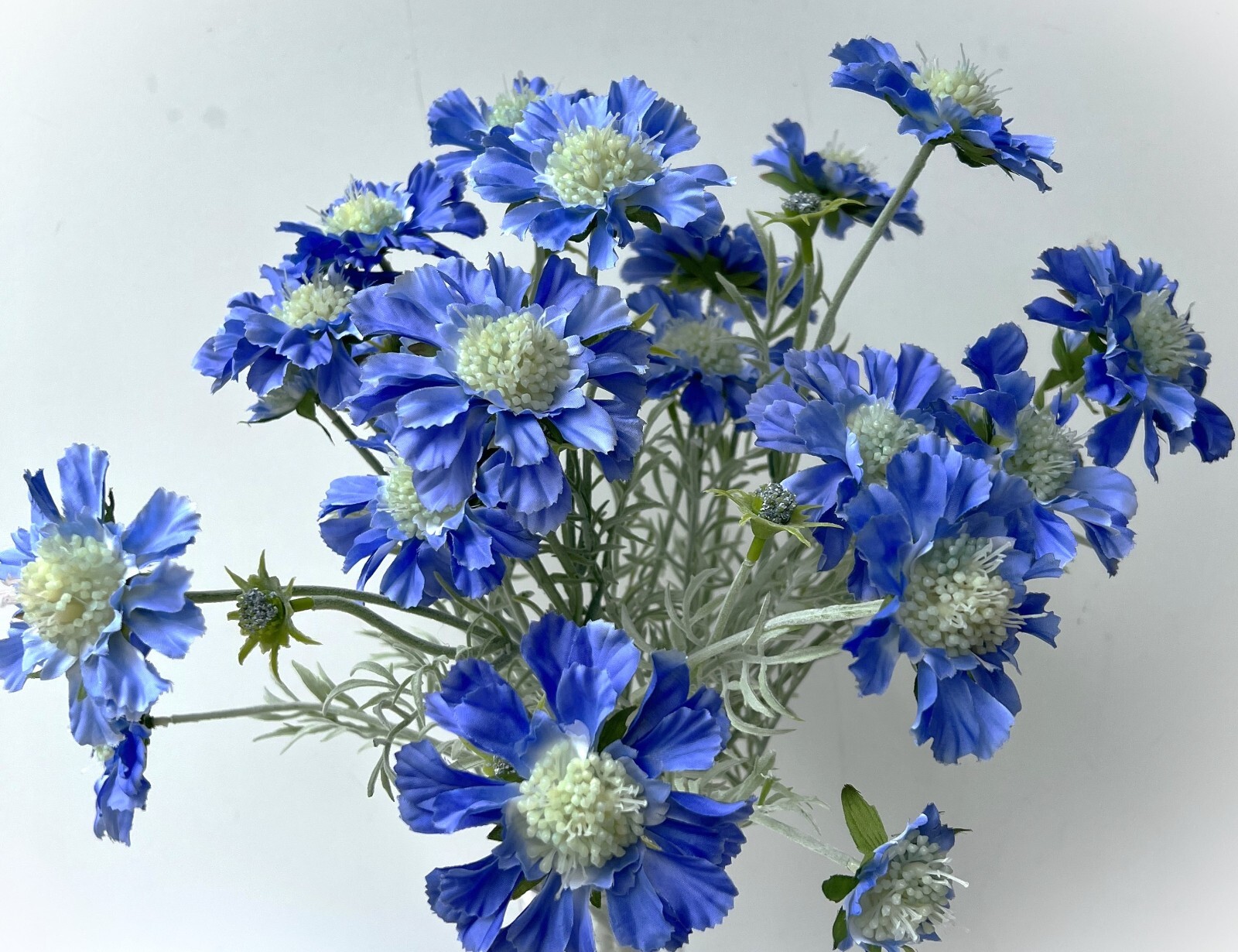 Scabiosa Stem Blue Scabious Spray Faux Silk Cottage Flowers Blue Scabiosas x 1