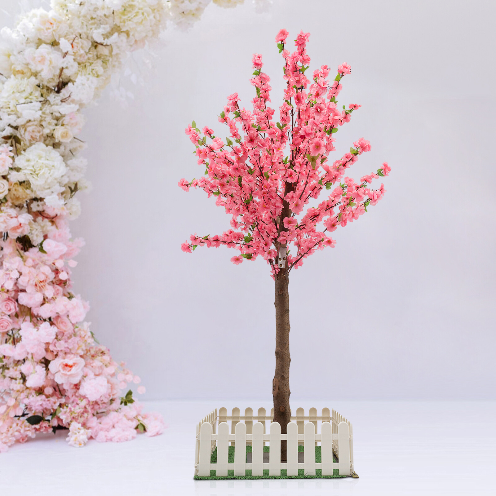 1.5M Pink Fake Sakura Flower Artificial Cherry Blossom Tree W/ Square Base New