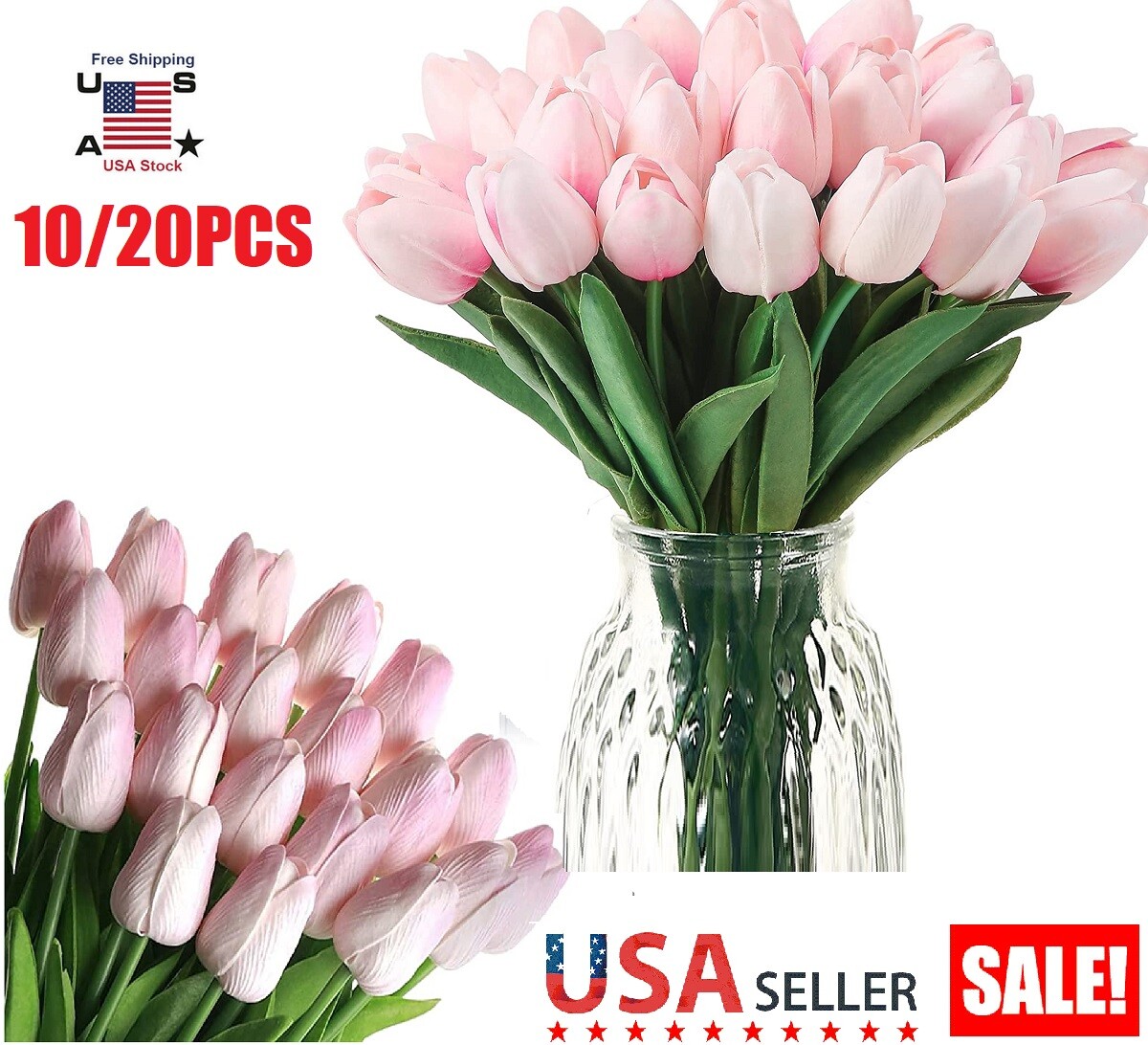 20× Artificial Tulips Flower Latex Real Touch Bridal Wedding Bouquet Home Decor