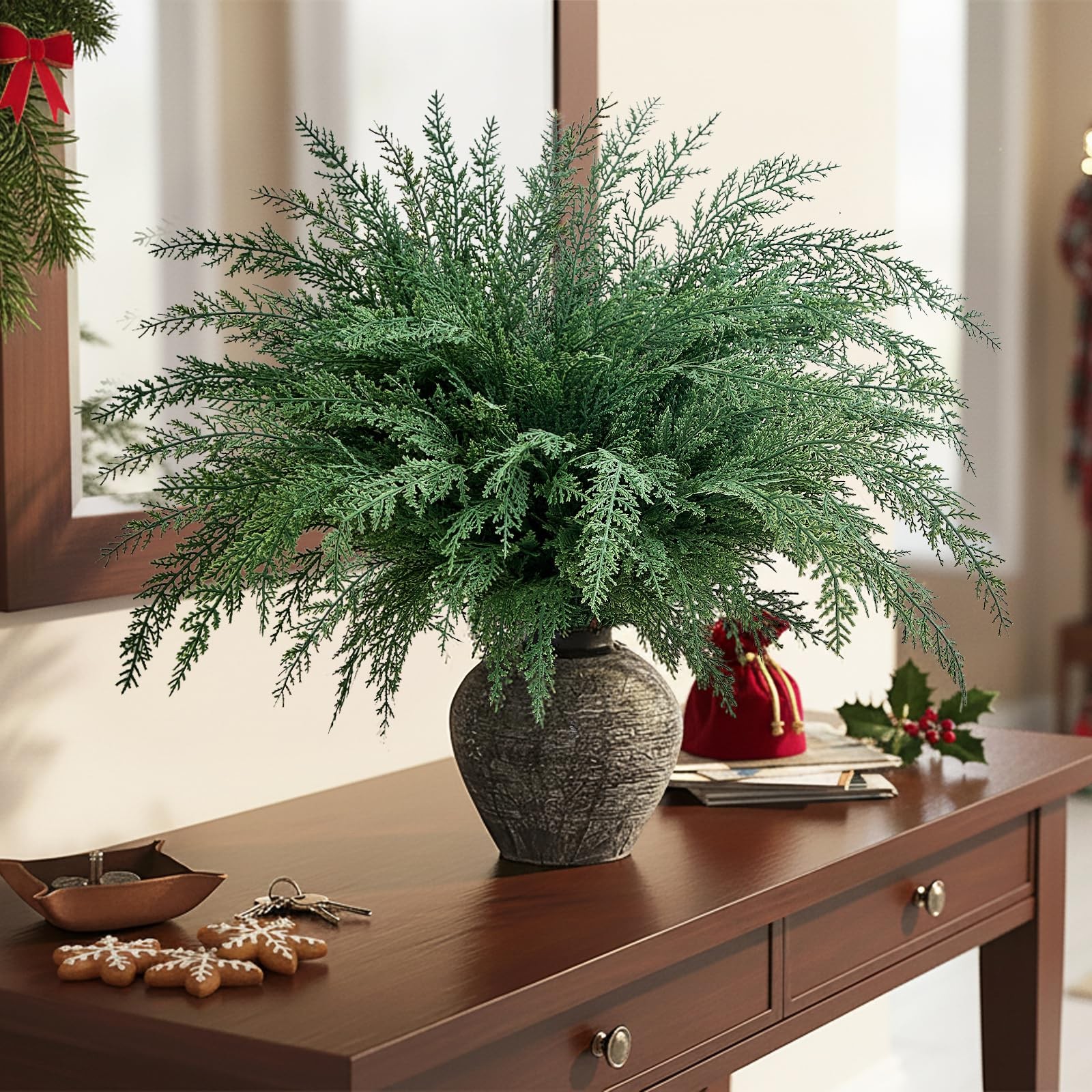 Christmas Cypress Stems for Vases Cedar – Real Touch Realistic Artificial Fau…