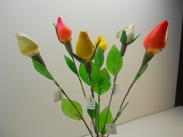 Hand Painted Color Shell Roses Floral Table Decor 3 Pcs Per Set Shells