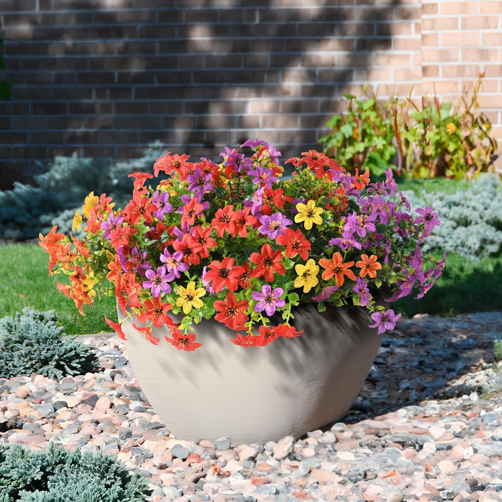 24 Bundles Artificial Flowers for Outdoors Spring Summer Decor, Realistic Fau…