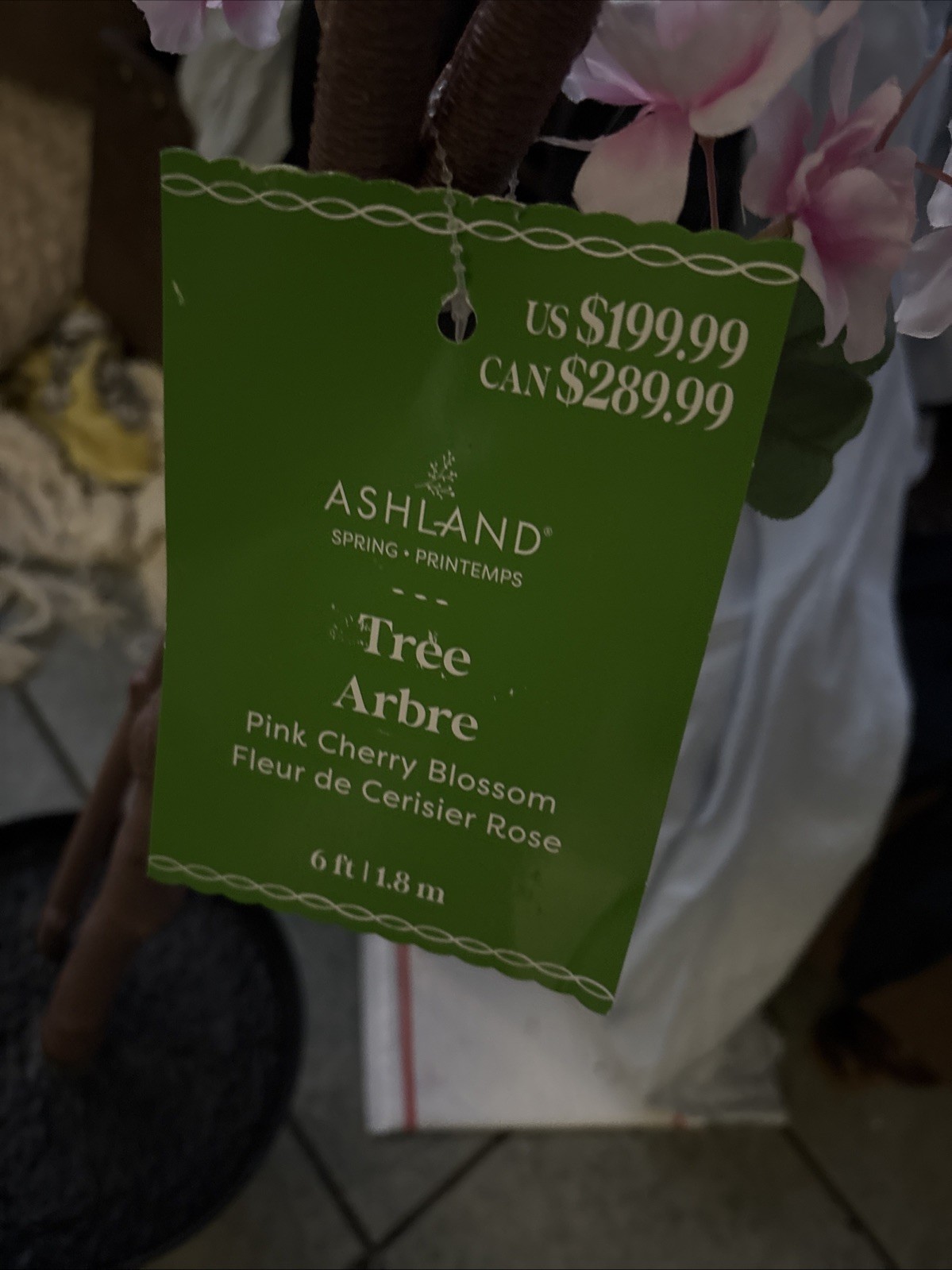 6Ft Pink Cherry Blossom Artificial Tree for Home Office Indoor Decor NWT Ashland