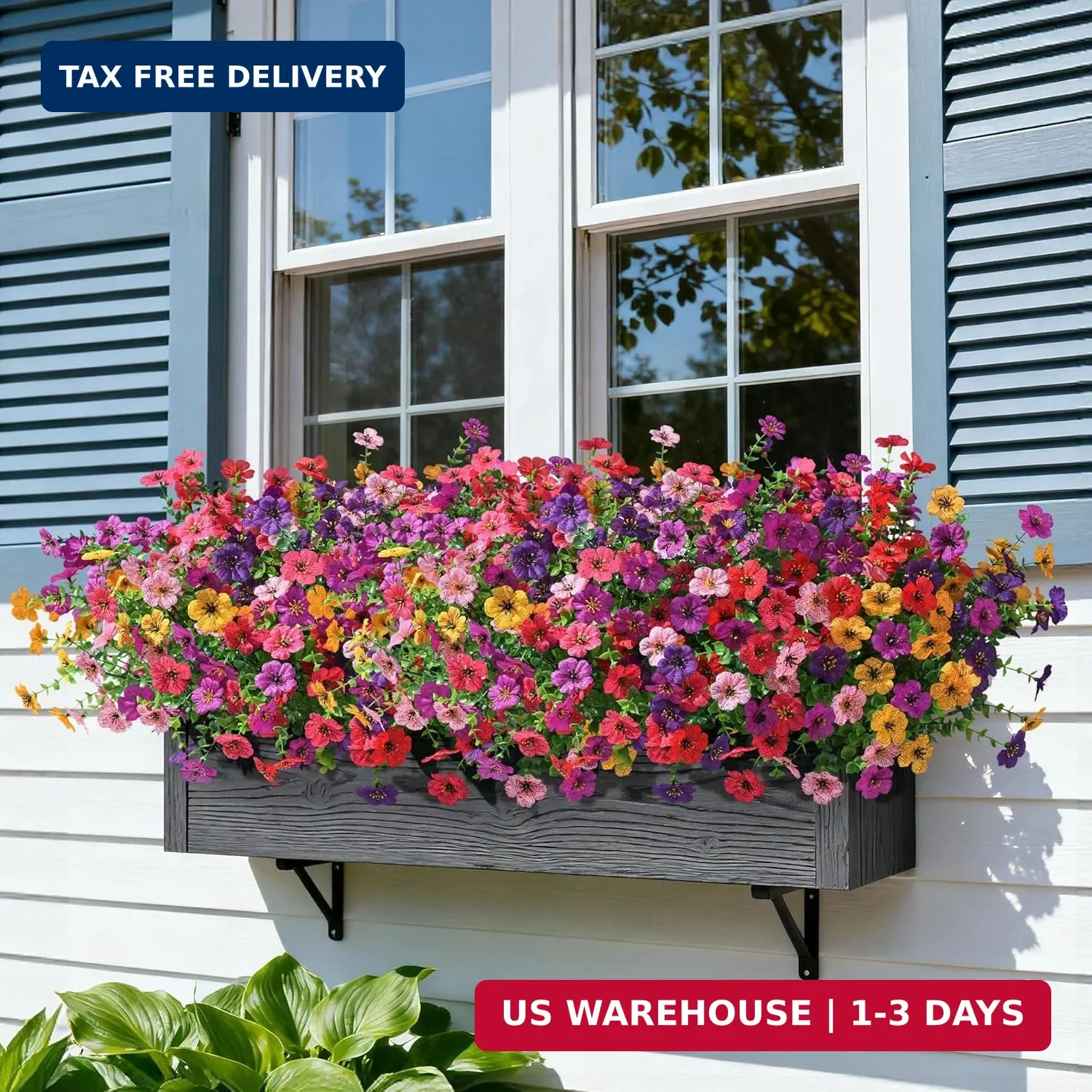 Ivydale Artificial Flowers for Outdoor 24 Bundles Fake Mums with Eucalyptus Leav
