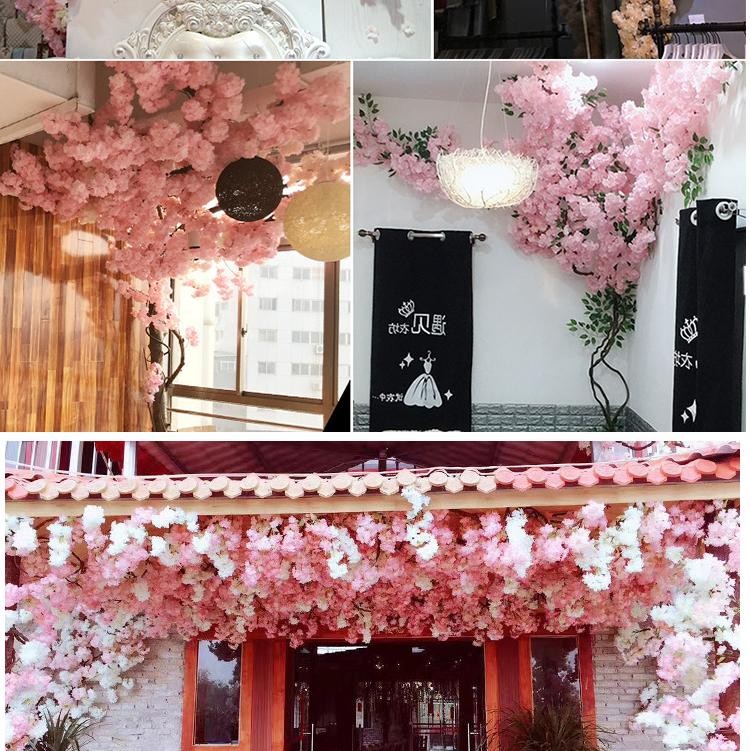 80cm Artificial Cherry Blossom Branch Red Silk Flower Wedding Home Decor Arch