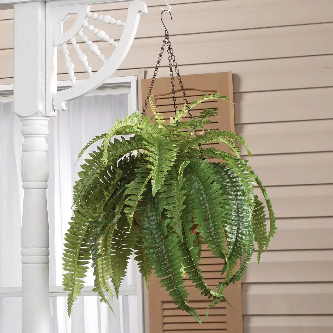 Large Fully Assembled Artificial Fern Indoor/Outdoor Hanging Planter Basket