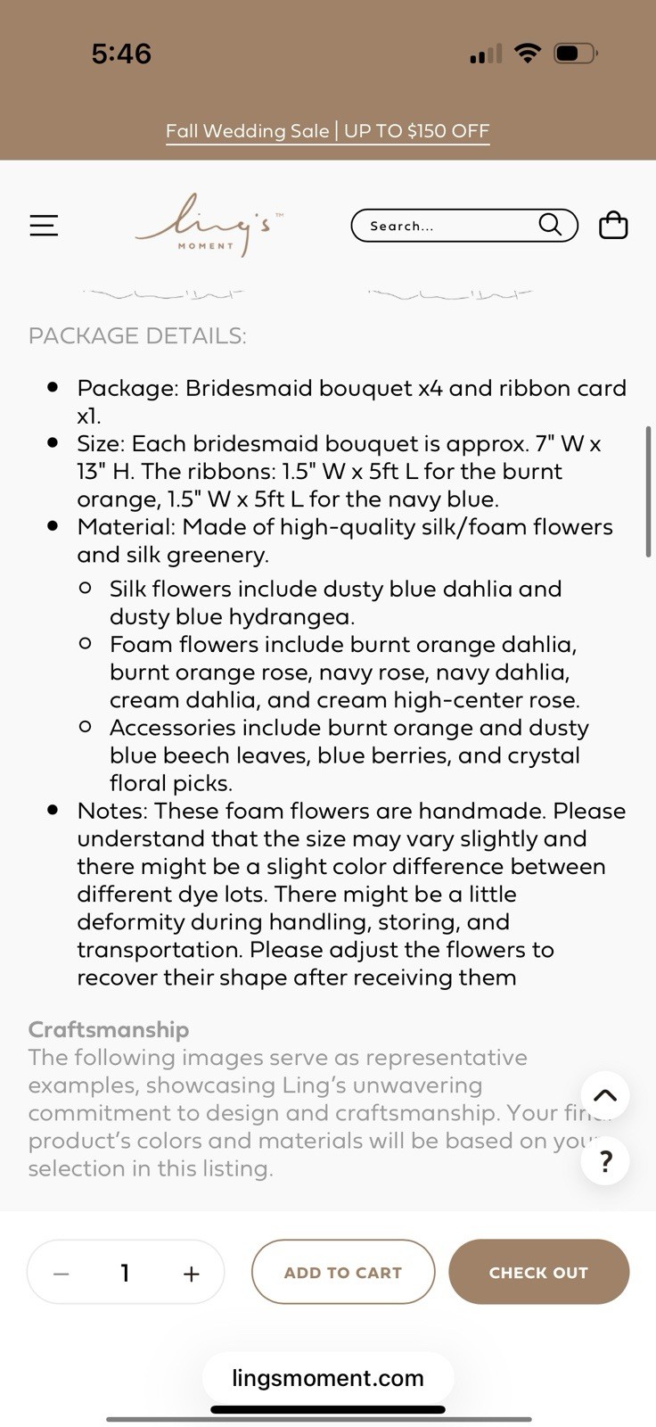 Ling’s Moment Bridesmaid Bouquet, Russet Orange and Denim (4x)