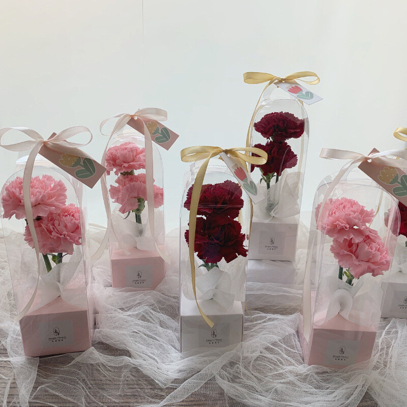 Transparent Rose Flower PVC Box Lighthouse Portable Flower Valentine Bouquet Box
