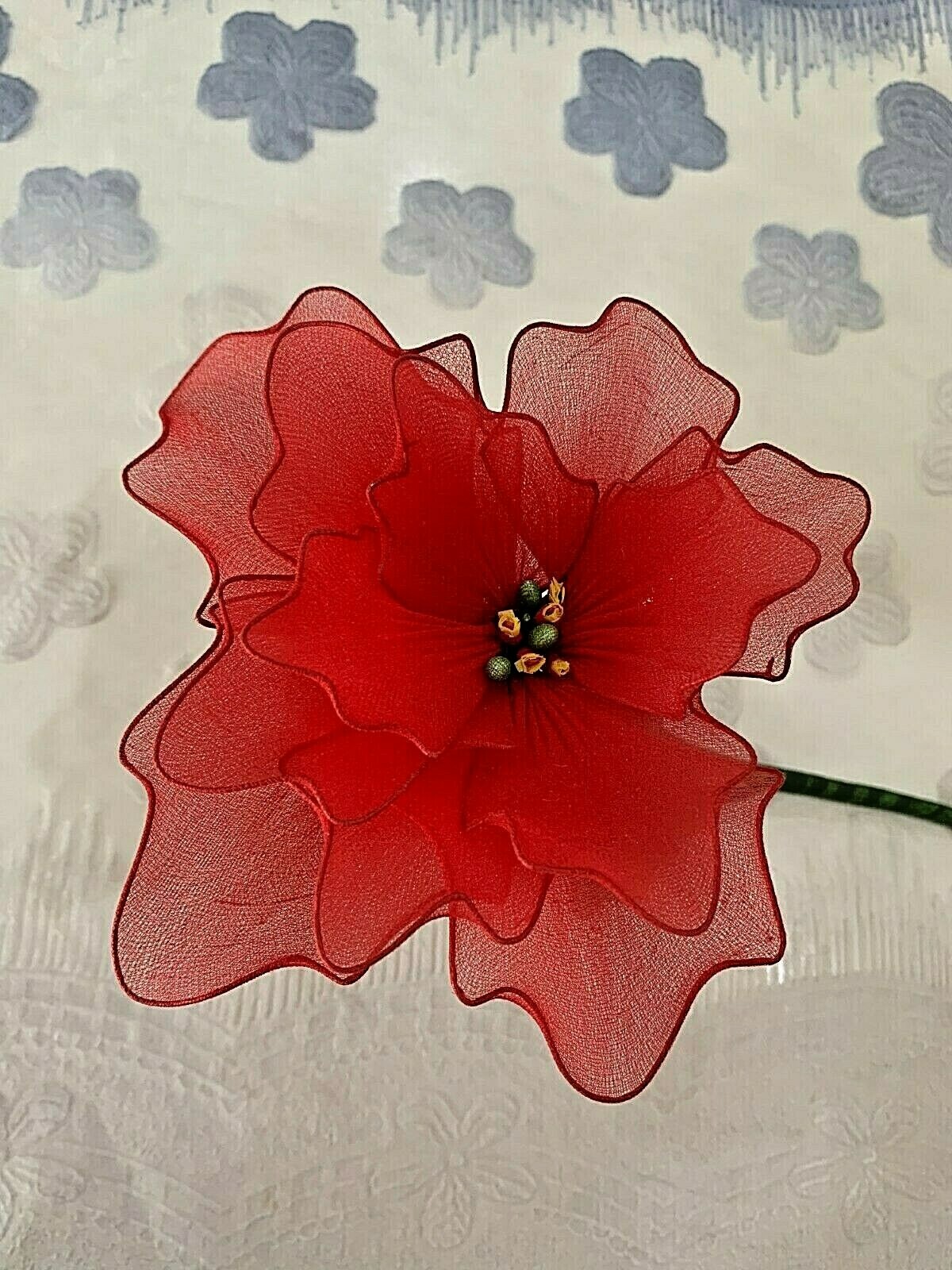 1pcs Xmas Flower Thai Cherry Nylon Fabric Artificial Handmade Decorate Hang Vase