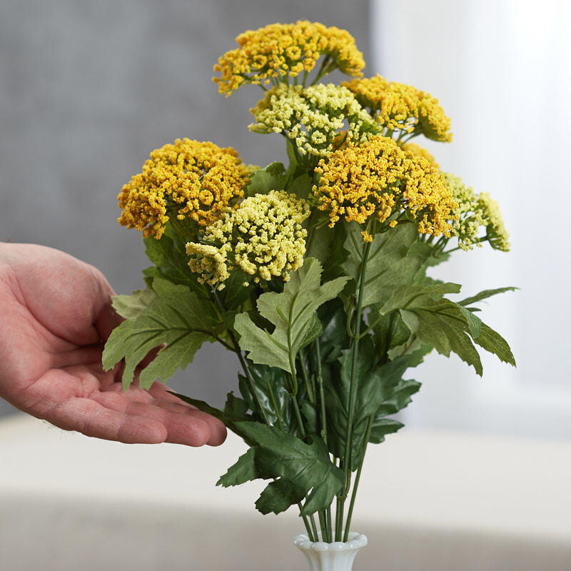 Factory Direct Craft Yellow Artificial Queen Anne’s Lace 17″ tall Bush