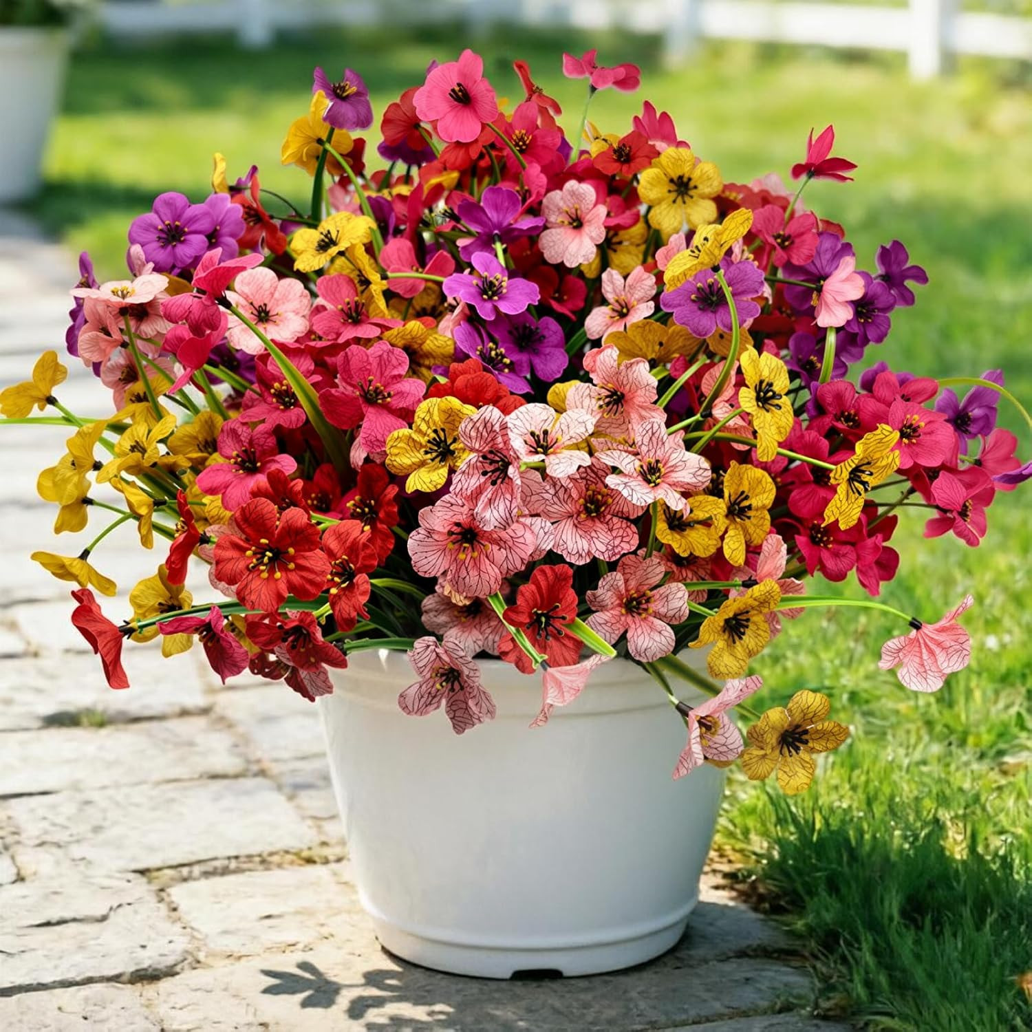 20 Pcs Plastic Flowers for Outdoors, Fake Outdoor Artificial Flowers for Outdoor