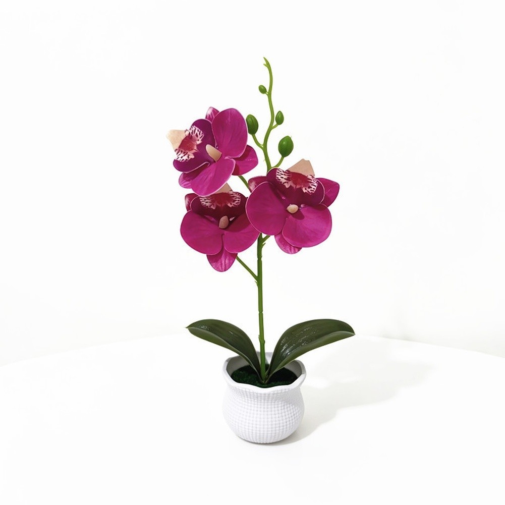 Fake Orchid Plant in Pot Plastic Fabric Materials 25x12cm for Modern Home Decor