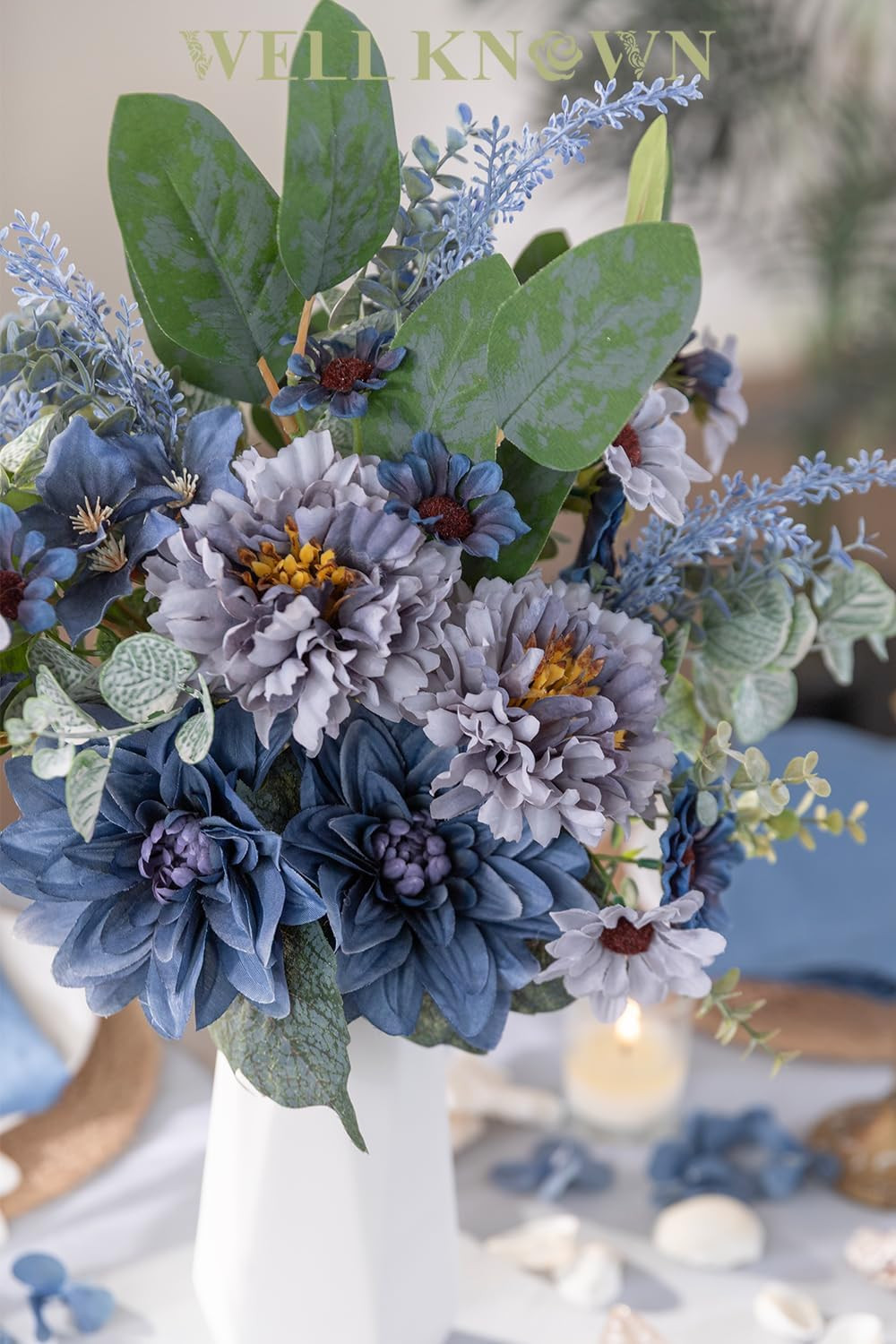Blue Silk Flower Bouquet for Vase – Perfect for Home Decor & Gifts