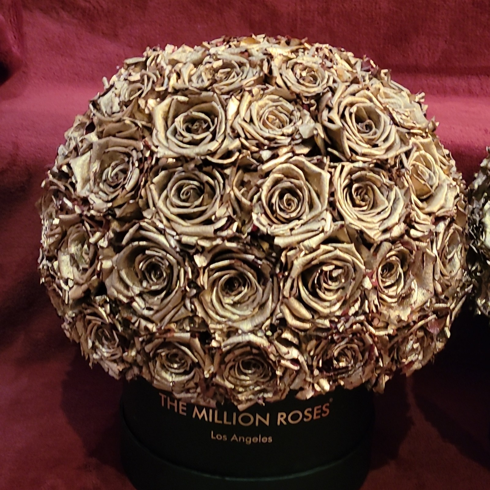 The Million Roses Fresh Rose Flower Box Arrangement, Gold/Black Hat Box Set of 2
