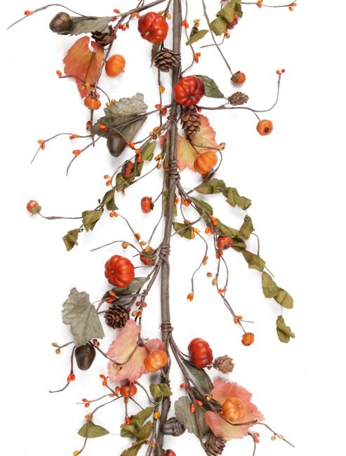 EV-094Y Fall Primitive Pumpkin Berries Garland in Orange and Green