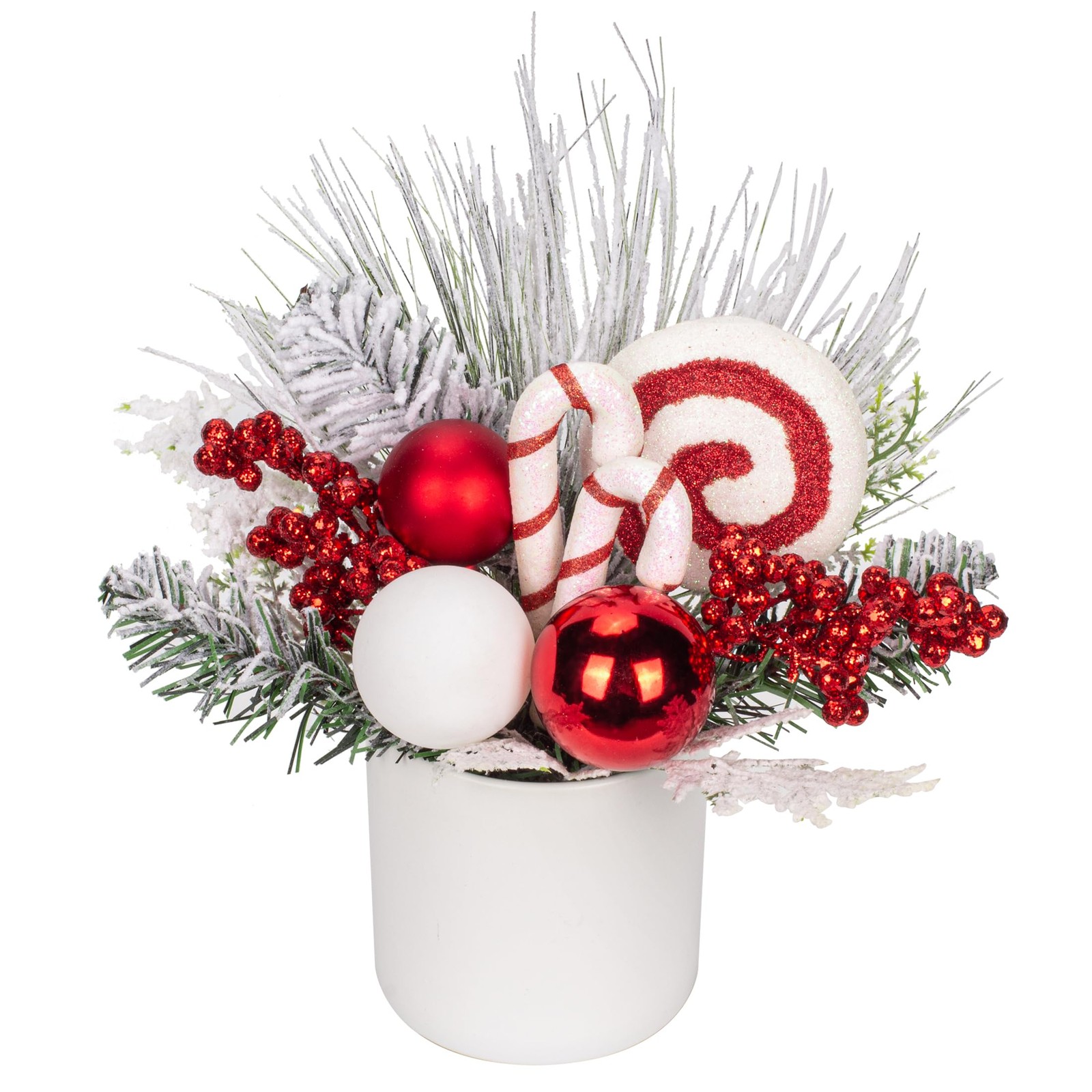 Small Tabletop Artificial Christmas Tree Potted Plant Berries Ornaments 12″