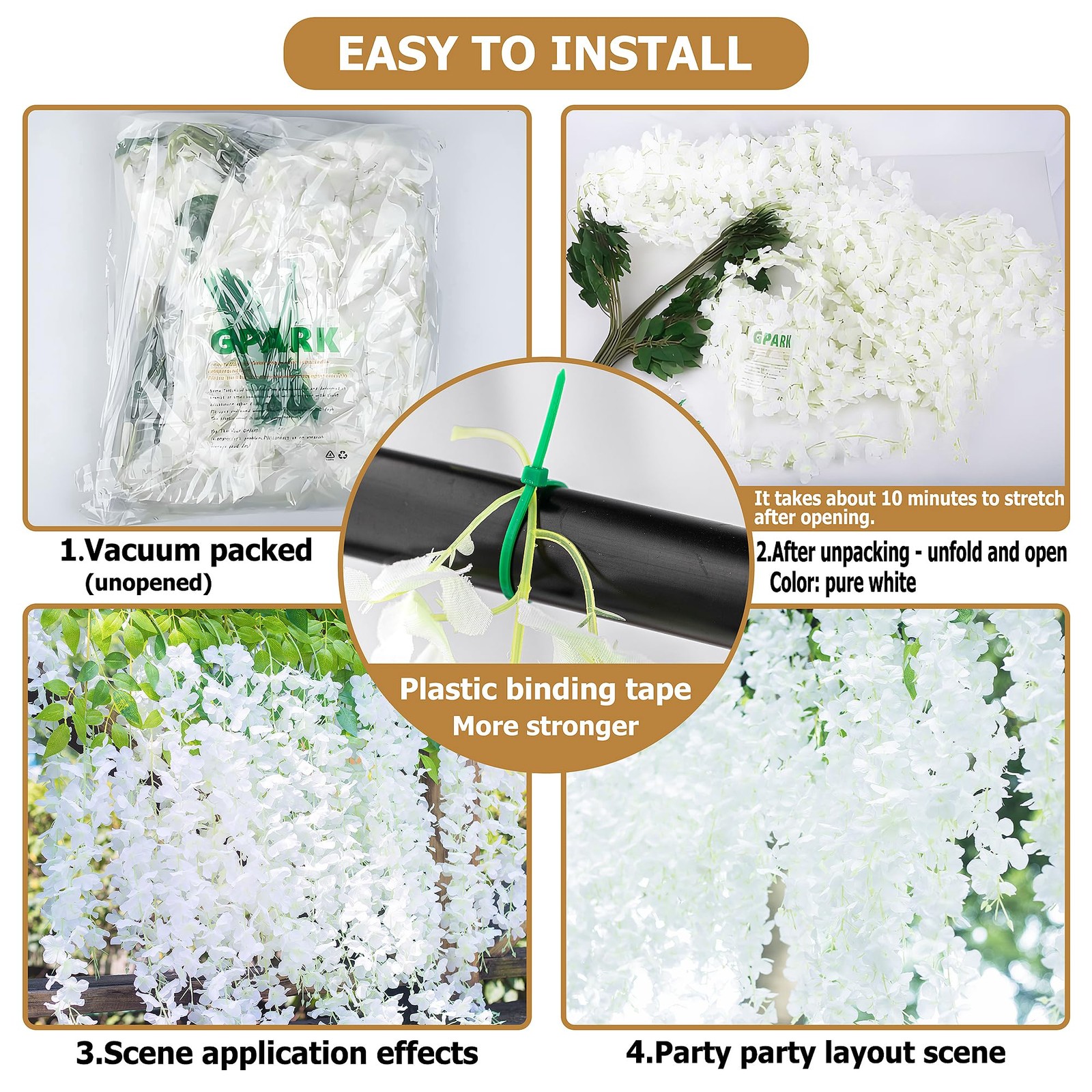 (36 Branches 12 Pack /45 inch /3.7ft Wisteria Hanging Artificial Flowers Fake…