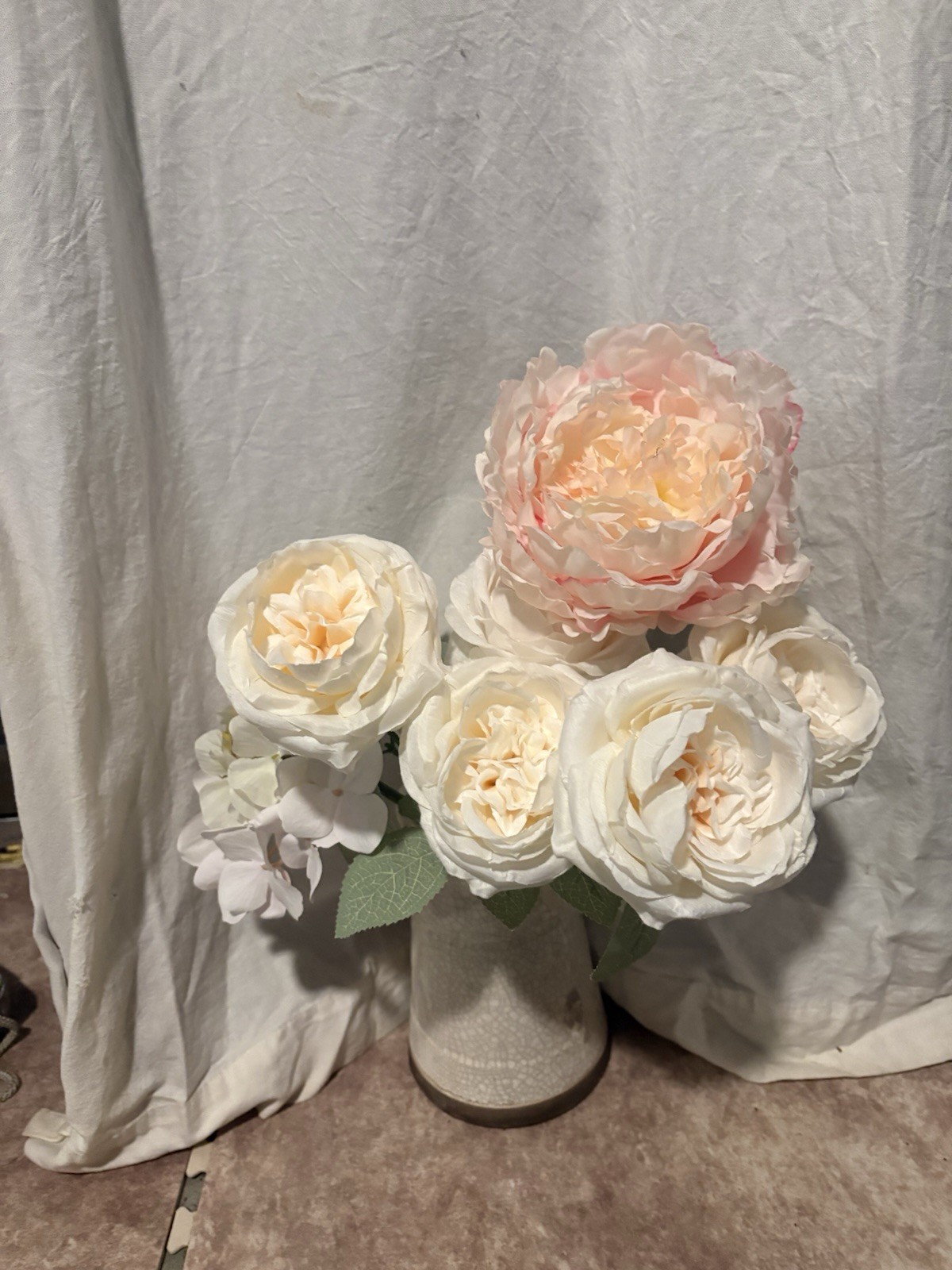 Artificial Silk Flower Lot Roses Peony Pink White Floral Craft Wedding Decor