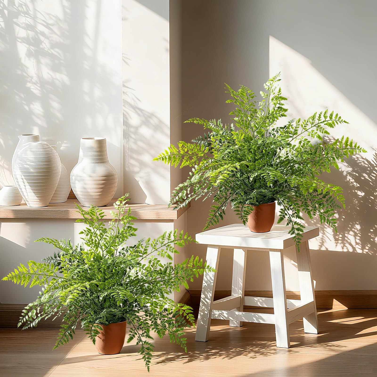 2 Pack Artificial Fern Plants in Pots Artificial Boston Ferns Potted Plants F…
