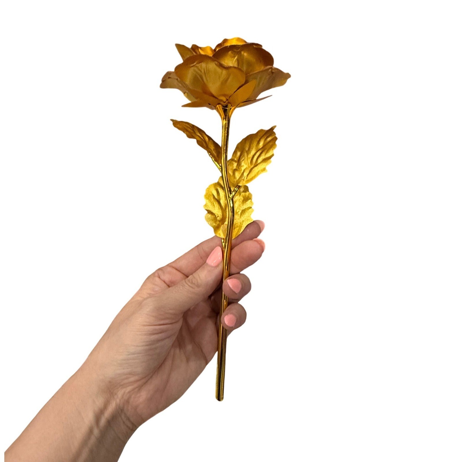 LoveInUSA 24K Artificial Gold Rose Metallic Flower with Purple Gift Box Decor