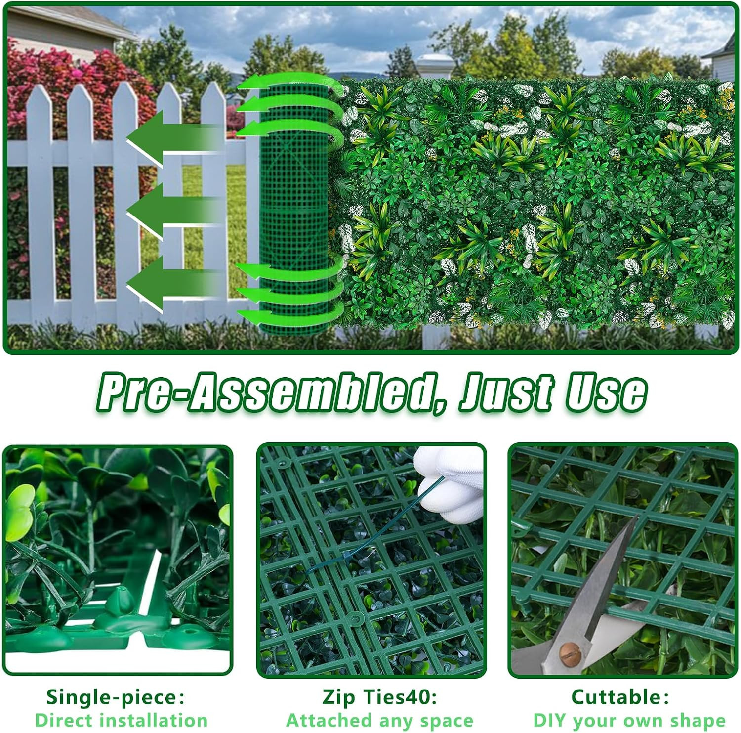 Artificial Hedge Grass Wall, Boxwood Panels 40″X120″(33.33 SQFT), UV Protected G