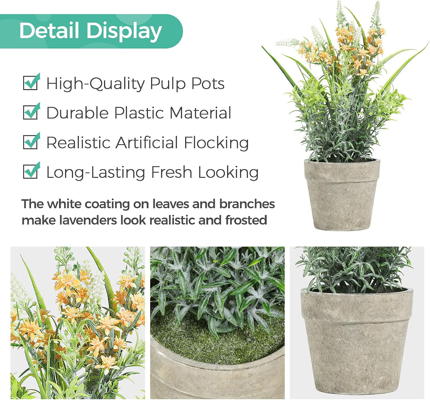 12″ Artificial Lavender Potted Plant Set of 3 – Perfect for Home & Wedding Decor