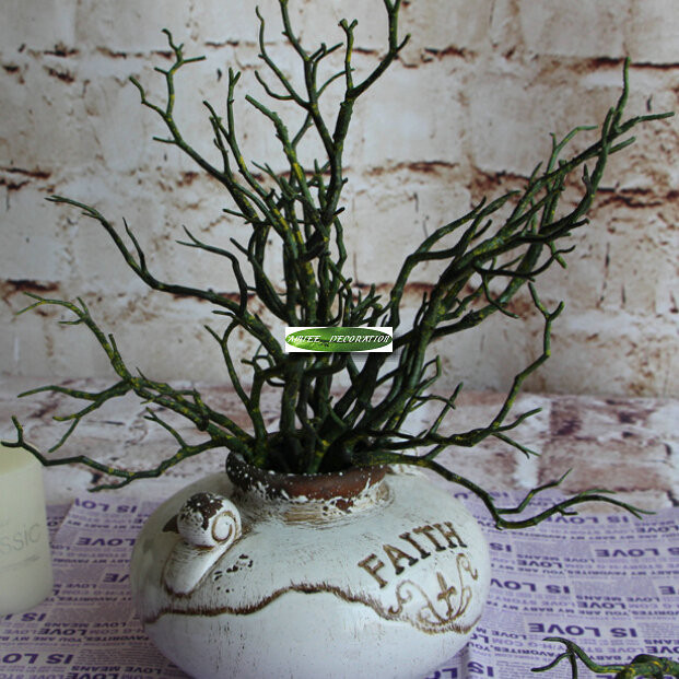 3pcs Manzanita Artificial Dry Plant Tree Branch Fake Foliage Green Home Decor