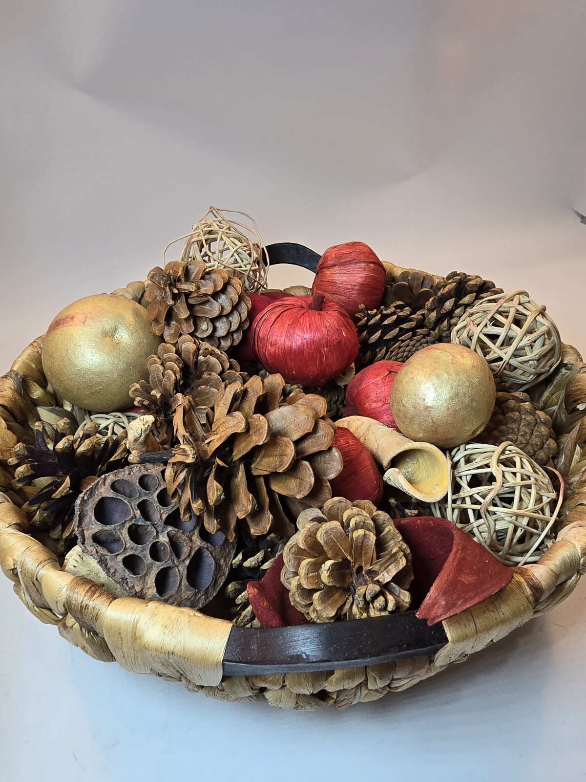 Rustic Forest Jumbo Artificial Bowl Filler w/basket Holiday Decor Potpourri