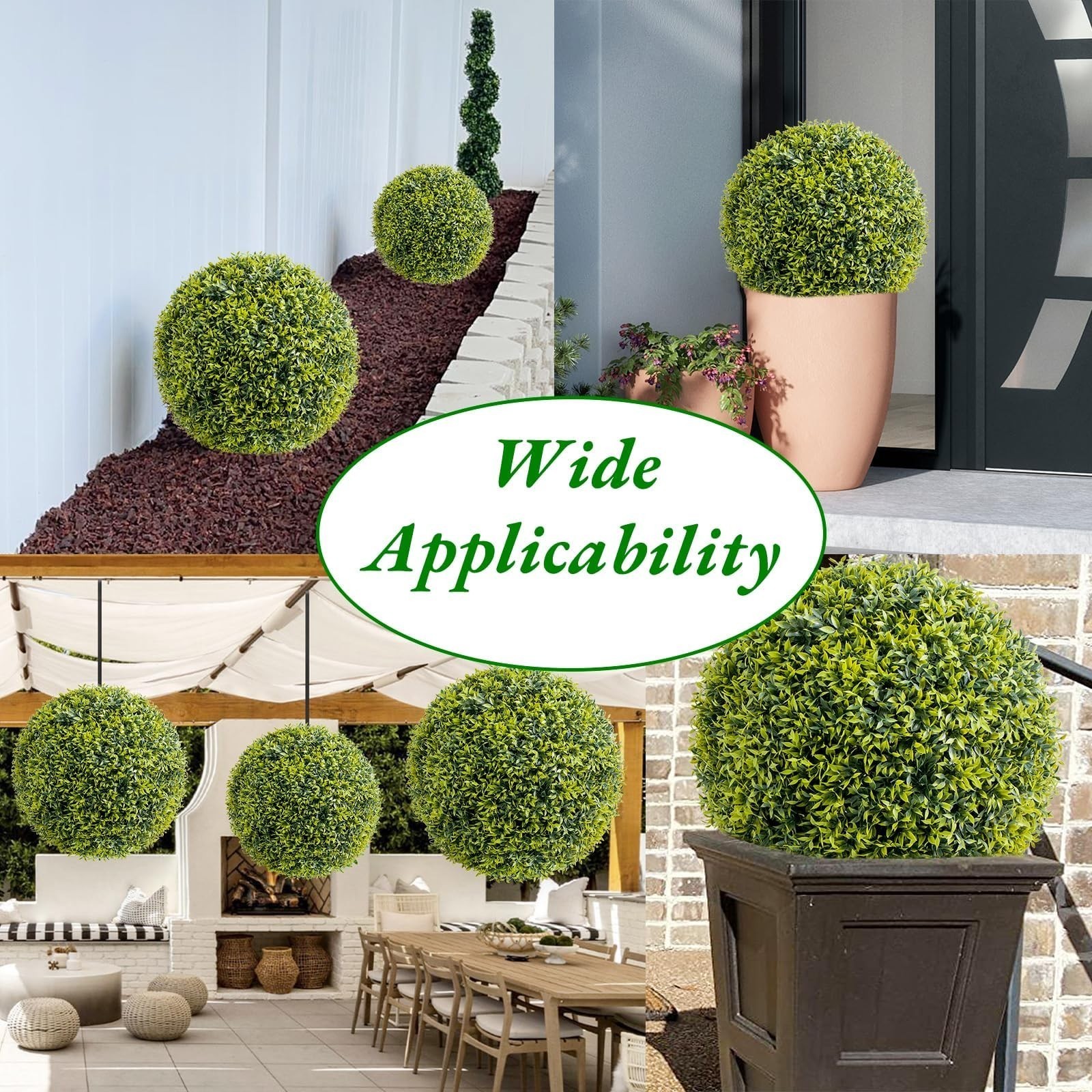 2PCS 42cm Artificial Plant Topiary Balls UV Resistant Faux Boxwood Balls Decor