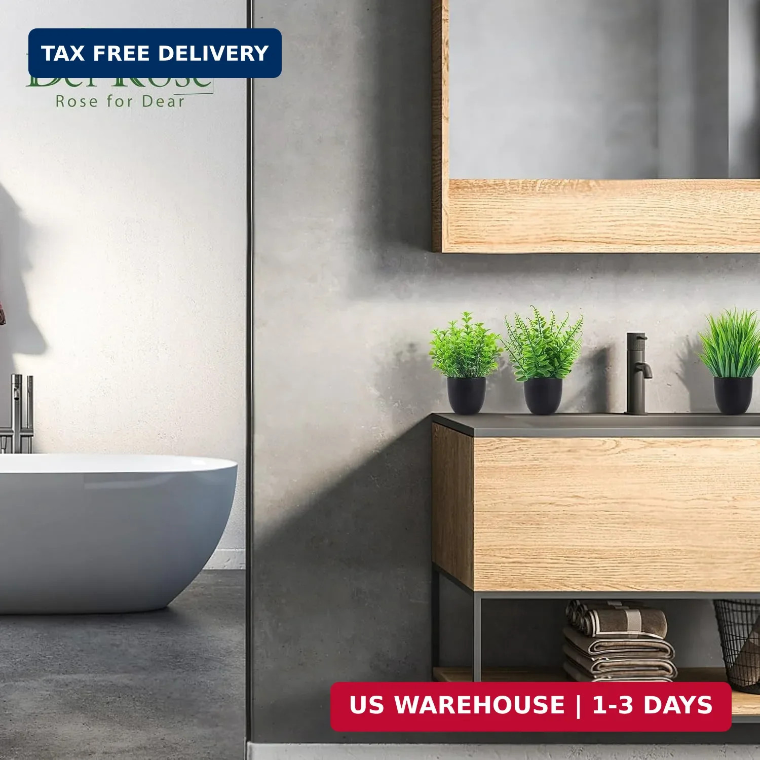 Der Rose Fake Plants 4 Packs Artificial Plants Small Faux Plants Black Bathroom