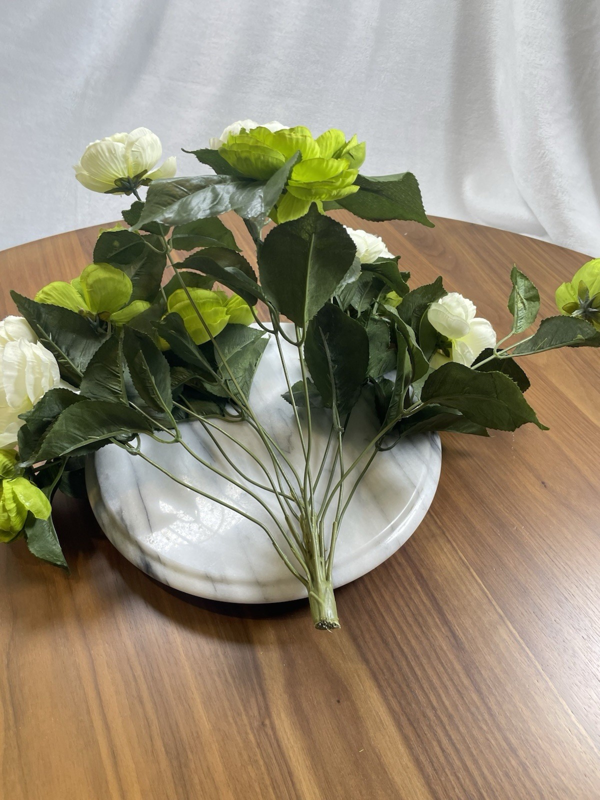 Artitifcal Chartreuse Green & Ivory Ranunculus Bouquet (vase not included)