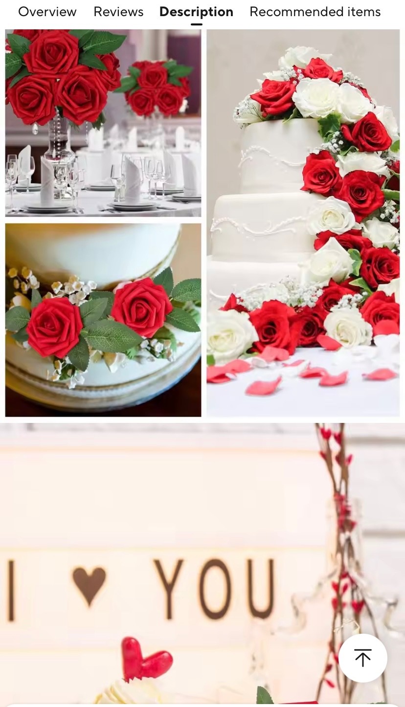 10/20Pcs Artificial Flowers Silk Red Roses Valentine’s Day Home Vase Garden Outd