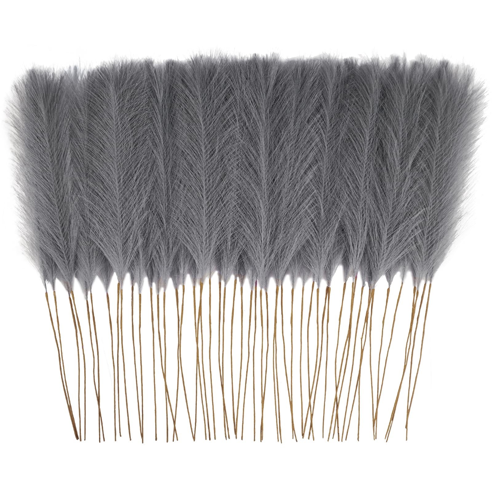50pcs Faux Pampas Grass Grey, 21.6″ Short Artificial Pompous Grass Floral Fak…