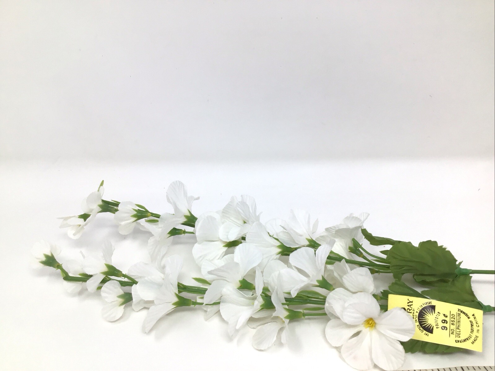 Delphinium Floral Pick 2 Picks 22” Long White NOS Vase Basket Filler Vintage