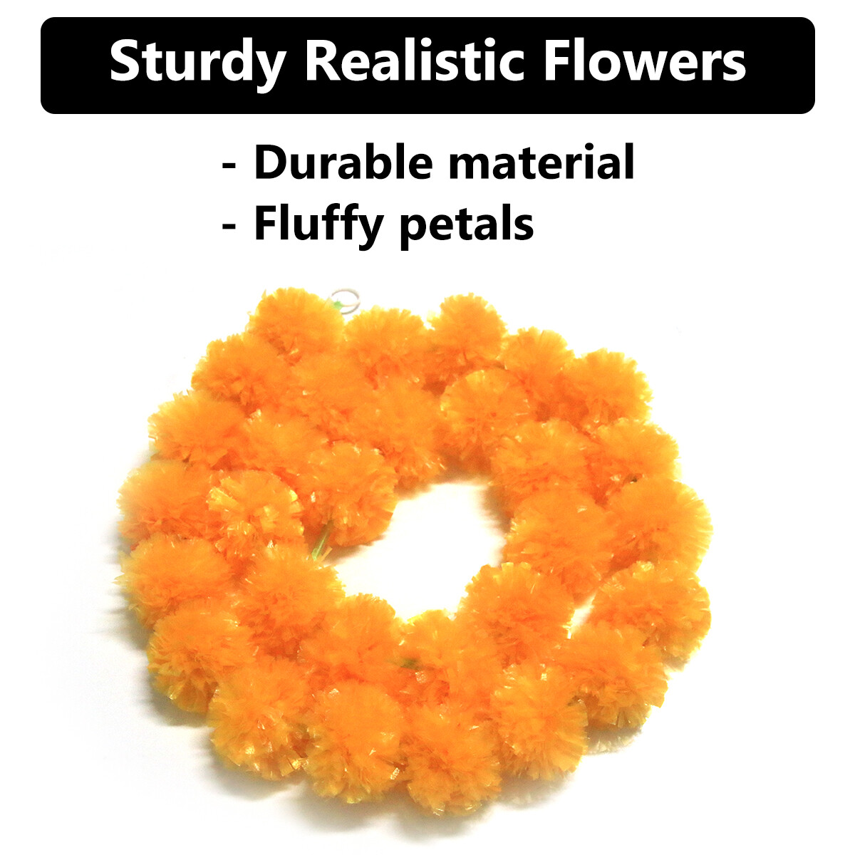 5x Marigold Garlands 5ft Long Artificial Orange Marigold Flower Wreath Decor USA