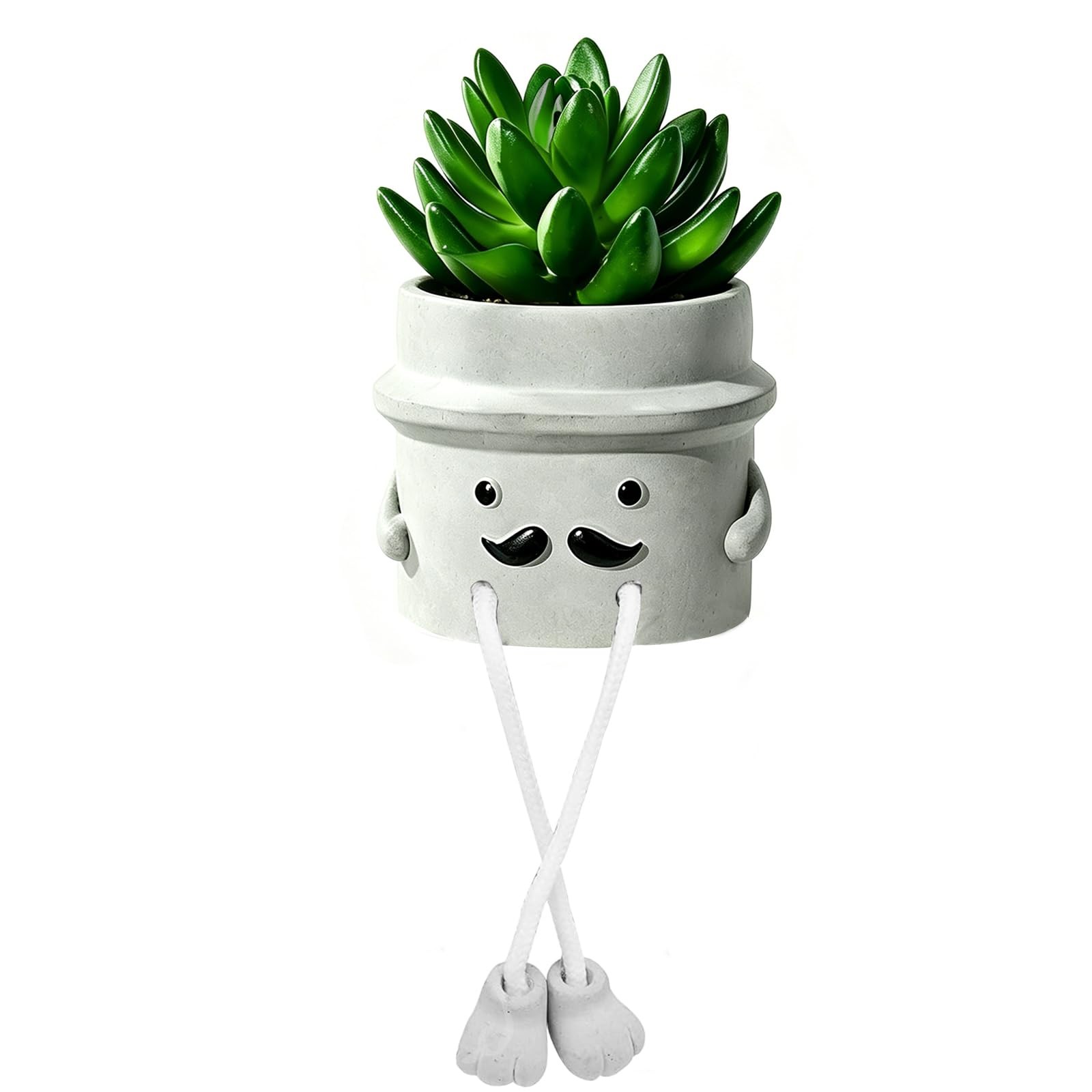 Fake Plant with Gray Flower Pot Artificial Succulents Plant for Indoor Bathro…