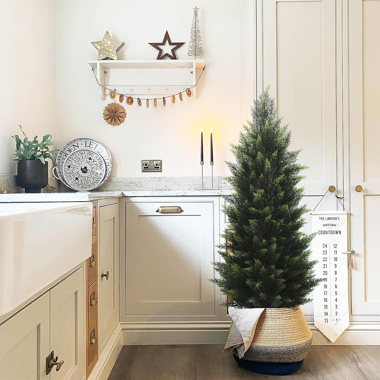 Set of 2 UV Rated 4FT Lifelike Artificial Cedar Topiary Trees for Outdoor Decor